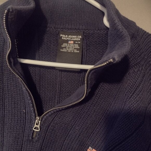Polo Ralph Lauren quarter zip knitted sweater navy - Picture 2 of 5
